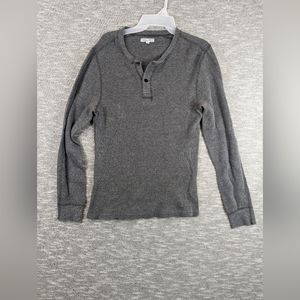 Wallace & Barnes Shirt Mens MT Gray Waffle Knit Thermal Henley Long Sleeve